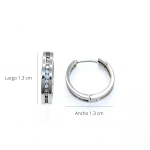 Candongas oro blanco 18k y circones