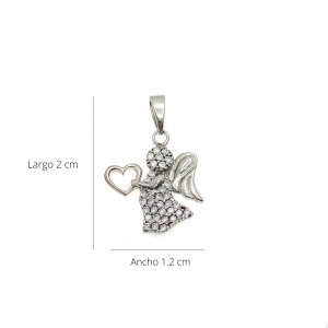 Dije oro blanco 18k y circones