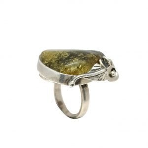 Anillo plata y ambar verde