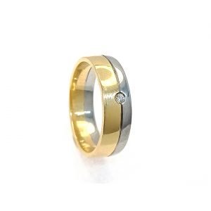 Argolla dos oro 18k y diamante