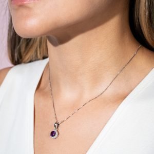 Dije plata amatista y circones