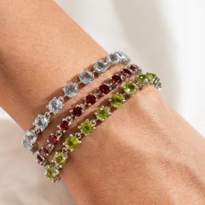 Pulsera Plata Topacio Azul