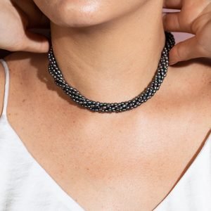 Gargantilla Oro 18k Perla Cultivada Lavanda Gris