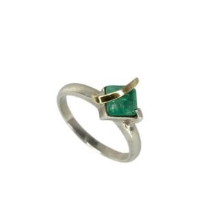 Anillo Plata Laminilla Oro Esmeralda