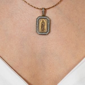 Dije Oro 18k Imagen Virgen y Circon