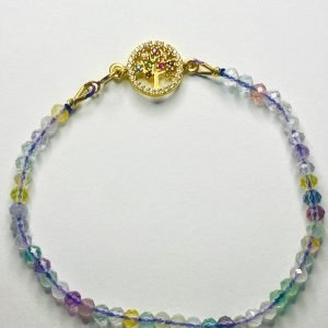 Pulsera Oro 18k Arbol de la vida Fluorita