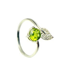 Anillo Plata Peridot Hoja