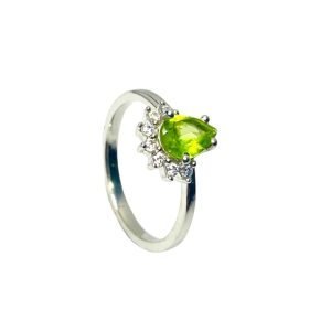 Anillo Plata Peridot Gota Circones