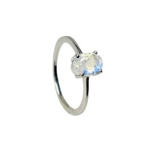 Anillo Plata Piedra Luna Ovalo