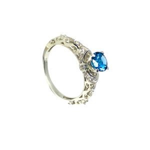 Anillo Plata Topacio London Blue y Circones