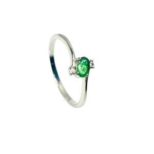 Anillo Plata Esmeralda ovalo 2 Circones