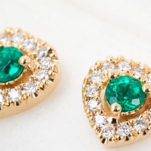 Topos Oro 18k Esmeralda Corazon y Diamantes