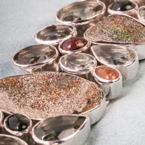 Pulsera Plata Turmalina Verde Espectro Pirita