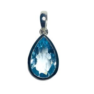 Dije Plata Topacio Azul Ovalo