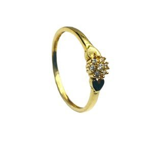 Anillo Oro 18k Flor y Corazones