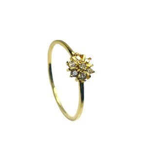 Anillo Oro 18k Flor y Circones