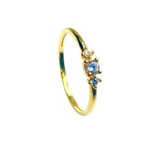 Anillo Oro 18k Tresillo Circon