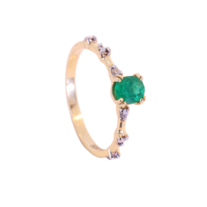 Anillo Oro 18k Esmeralda y Diamantes