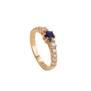 Anillo Oro 18k Zafiro y Diamantes