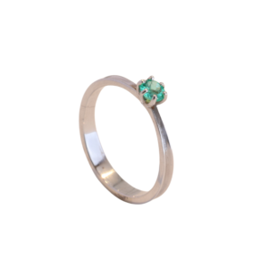 Anillo Oro Blanco 18k Esmeralda